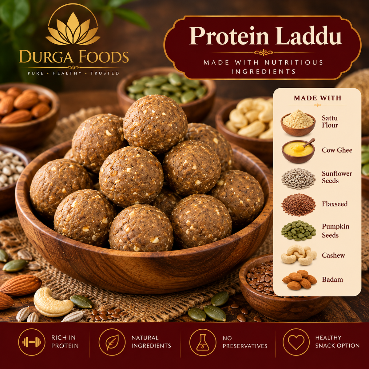 Sattu Protein Laddu – Nuts & Seeds