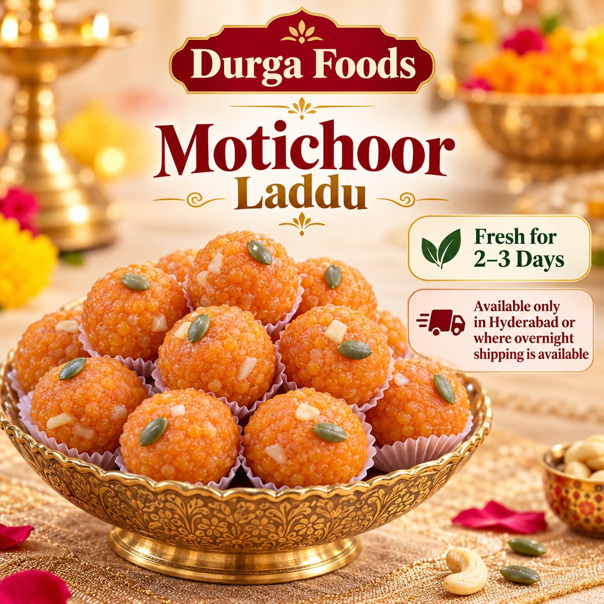 Motichoor Laddu – Shelf Life (2-3 days)